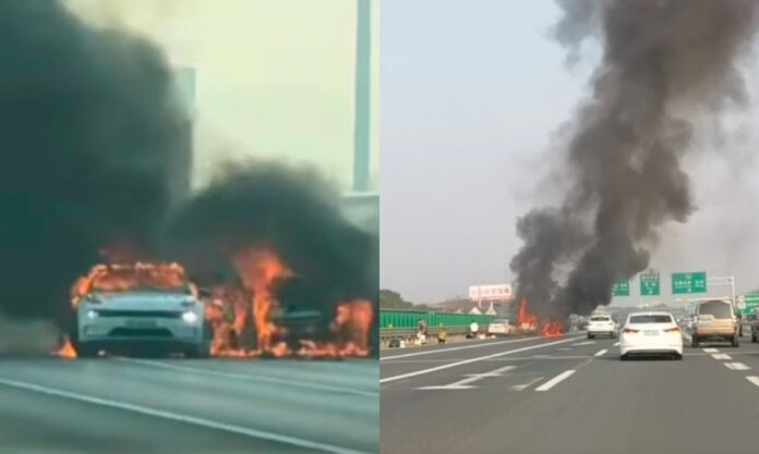 The Nanjinger - 3 Vehicles Ablaze in Rear End Accident on Expressway in Wuxi